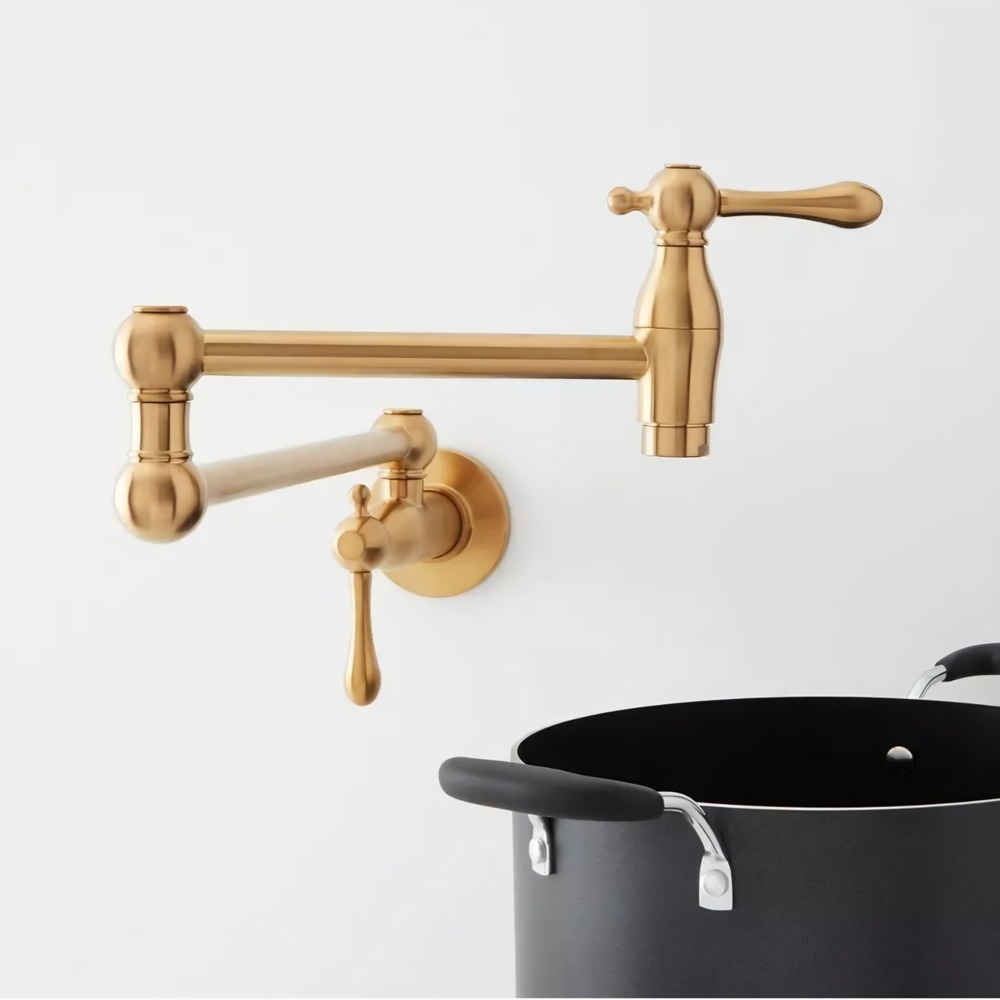 Signature Hardware 488316 Traditional Kitchen Pot Filler Faucet Brushed Gold NEW